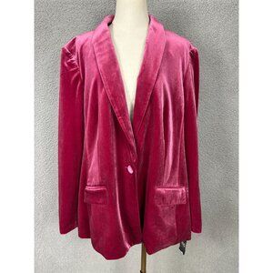 INC Velvet Blazer Crimson Autumn XXL Women's Single-Button Shawl Collar NWT's